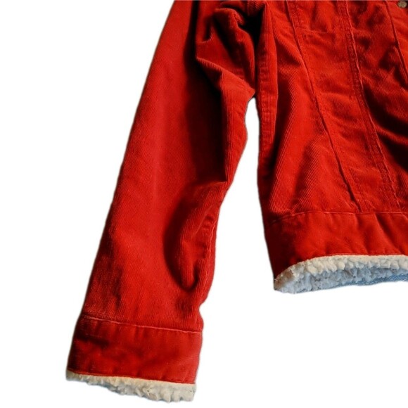 Retro Lazer Jeans Corduroy Jacket Medium Women Snap Buttons Red Sherpa Lined M - Picture 4 of 11
